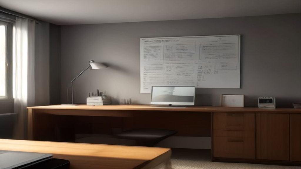 A modern clean digital marketing office desk, laptop showing site taxonomy diagrams, warm Rembrandt lighting, 85mm lens, f1.8