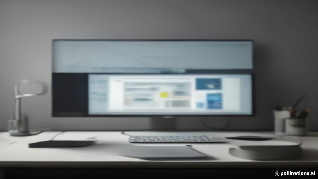 Modern minimalist workspace with analytical SEO graphs on dual monitors, soft Rembrandt lighting, 85mm lens, f/1.8 cinematic photography.
